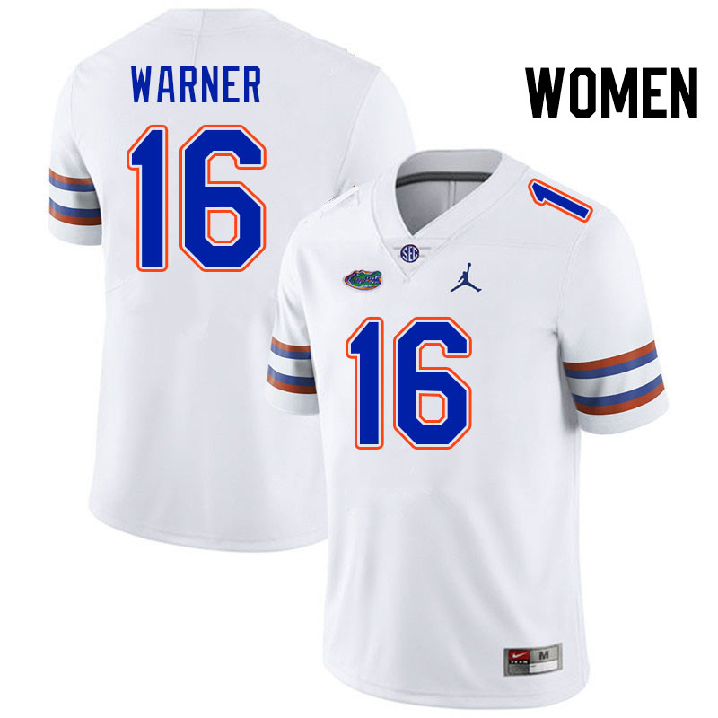Women #16 Aidan Warner Florida Gators College Football Jerseys Stitched-White